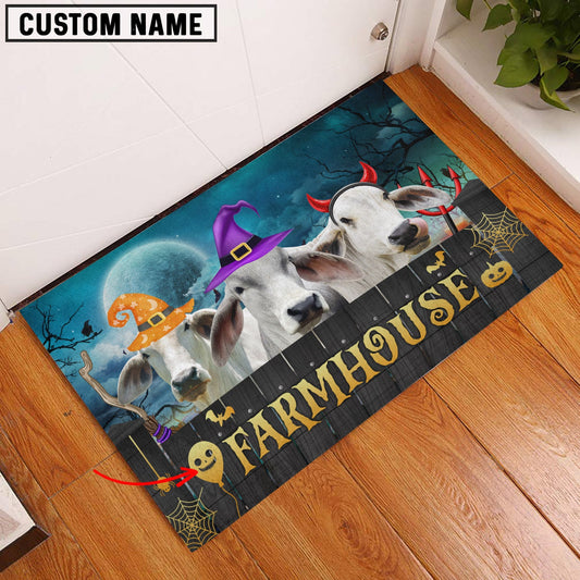 Uni Brahman Farmhouse Halloween Custom Name Doormat