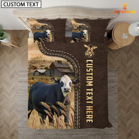 Uni Black Baldy Custom Text Leather Pattern Bedding Set