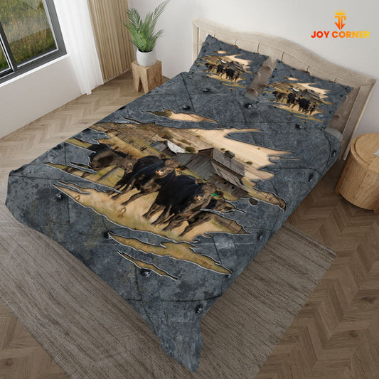 Uni Black Angus On The Farm Customized Name Bedding Set