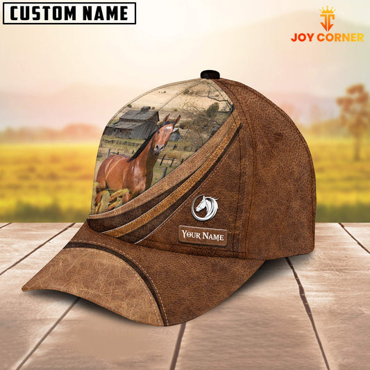 Uni Custom Name Horse Leather Pattern Classic Cap