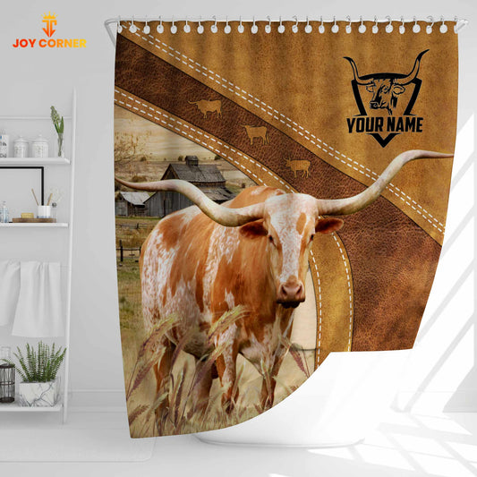 Uni Custom Name Texas Longhorn Pattern Shower Curtain