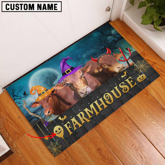 Uni Beefmaster Farmhouse Halloween Custom Name Doormat