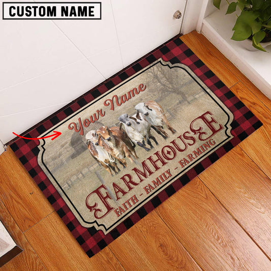 Uni GYR Faith Family Farming Custom Name Doormat
