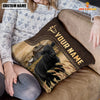 Uni Black Angus Custom Name Leather Pattern Pillow Case