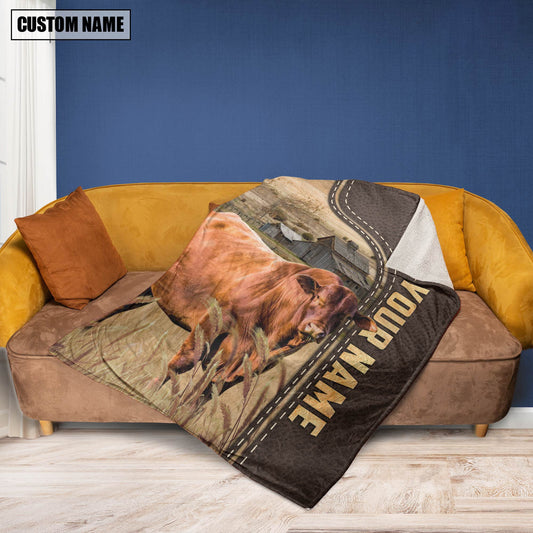 Uni Personalized Name Santa Gertrudis Cattle Leather Pattern Blanket