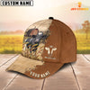 Uni Holstein Custom Name Brown Leather Pattern Cap