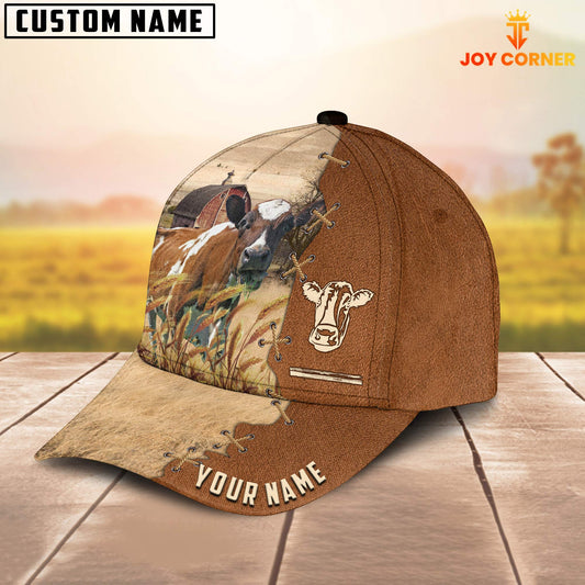 Uni Ayrshire Custom Name Brown Leather Pattern Cap