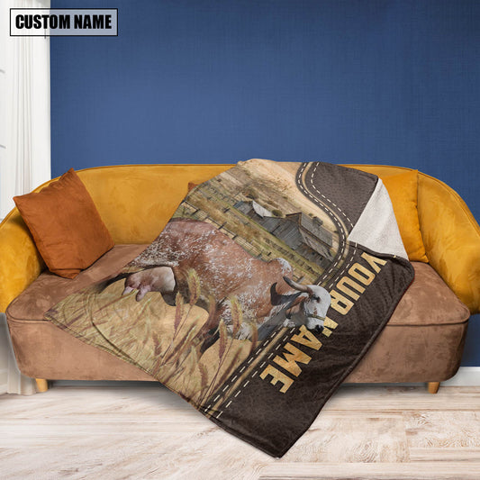 Uni Personalized Name GYR Cattle Leather Pattern Blanket