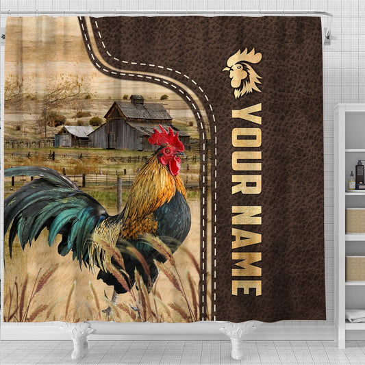 Uni Chicken Leather Pattern Custom Name Shower Curtain