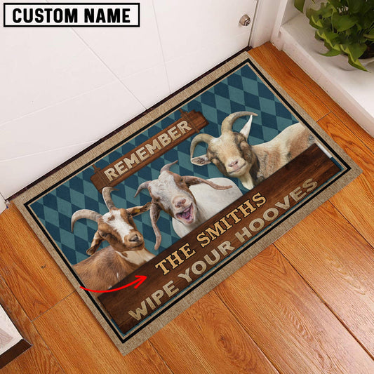 Uni Goat Wipe Your Hooves Custom Name Doormat