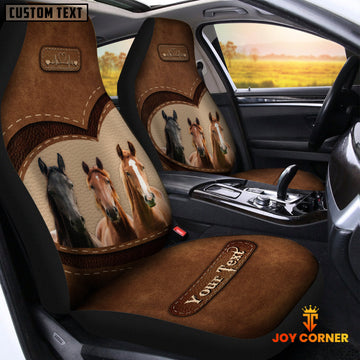 Uni Horse Pattern Customized Name Heart Car Seat Cover Set