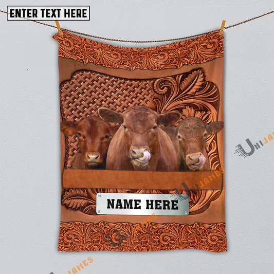 Uni Red Angus Farming Life Personalized Name Blanket