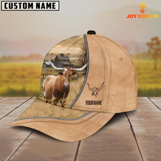 Uni Texas Longhorn Farming Light Brown Customized Name Cap