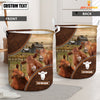Uni Red Angus Custom Name Laundry Basket
