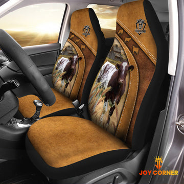 Uni Shorthorn Pattern Customized Name 3D Car Seat Cover Set (2PCS)