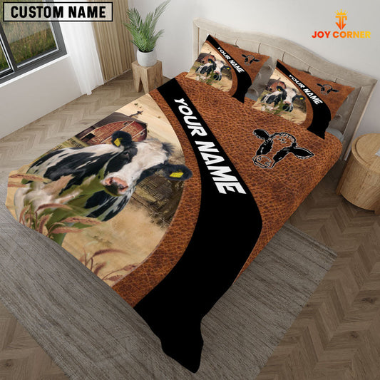 Uni Holstein On The Farm Customized Name Red Barn Bedding Set