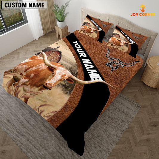 Uni Texas Longhorn On The Farm Customized Name Red Barn Bedding Set