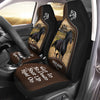 Uni Black Horse Personalized Name Black And Brown Leather Pattern Car Seat Covers Universal Fit (2Pcs)