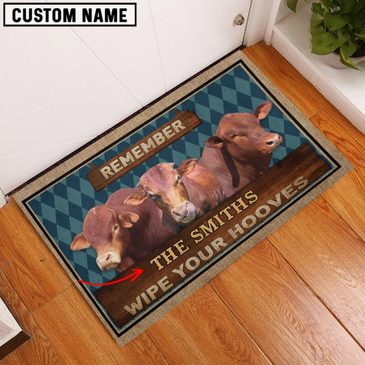 Uni Beefmaster Wipe Your Hooves Custom Name Doormat
