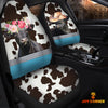 Uni Black Angus Pattern Customized Name Dairy Cow Car Seat Cover Set