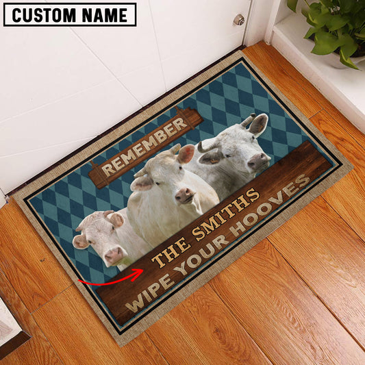 Uni Charolais Wipe Your Hooves Custom Name Doormat
