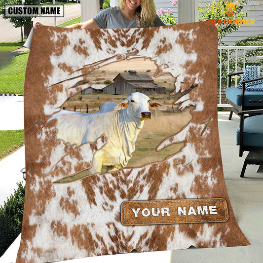 Uni Custom Name Brahman Cow Hair Pattern Blanket