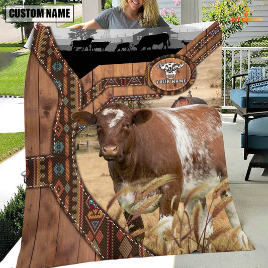 Uni Shorthorn Custom Name Brocade Pattern Blanket