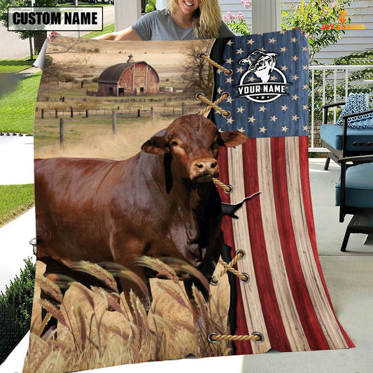 Uni Personalized Name Beefmaster Flag Vintage Blanket