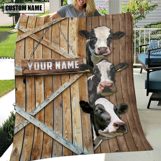Uni Personalized Name Holstein Barn Blanket