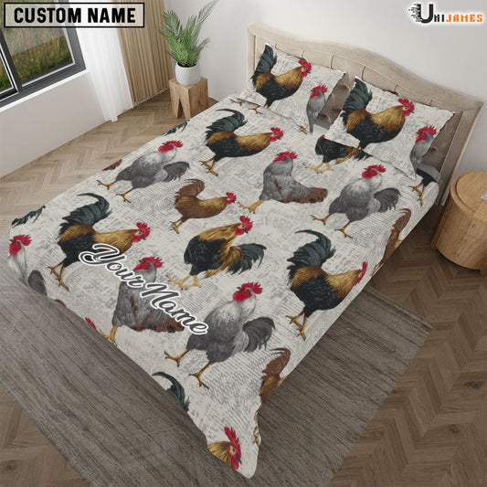 Uni Chicken Paper Pattern Custom Name Bedding Set