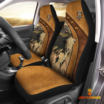 Uni Black Hereford Pattern Customized Name 3D Car Seat Cover Set (2PCS)