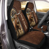 Uni Texas Longhorn Personalized Name Leather Pattern Car Seat Covers Universal Fit (2Pcs)