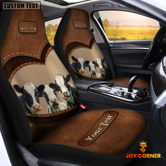 Uni Holstein Pattern Customized Name Heart Car Seat Cover Set