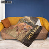 Uni Personalized Name Pig Brown Leather Pattern Blanket