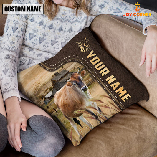 Uni Brown Swiss Custom Name Leather Pattern Pillow Case
