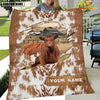 Uni Custom Name Red Angus Cow Hair Pattern Blanket