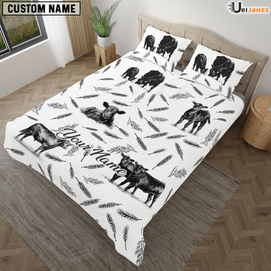 Uni Black Angus Pattern Custom Name Bedding Set