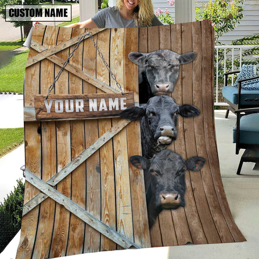 Uni Personalized Name Black Angus Barn Blanket