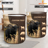 Uni Black Angus Custom Name Leather Pattern Laundry Basket