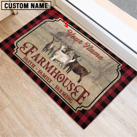 Uni Goat Faith Family Farming Custom Name Doormat