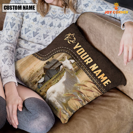 Uni Goat Custom Name Leather Pattern Pillow Case