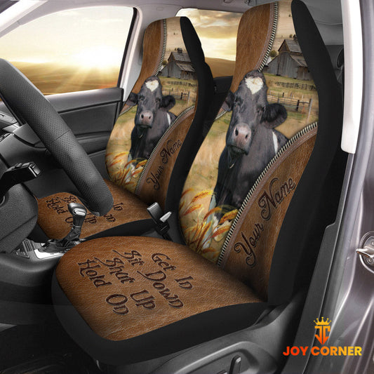 Uni Holstein Customized Name Leather Pattern Car Seat Covers (2Pcs)