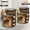 Uni Texas Longhorn Custom Name Leather Pattern Laundry Basket