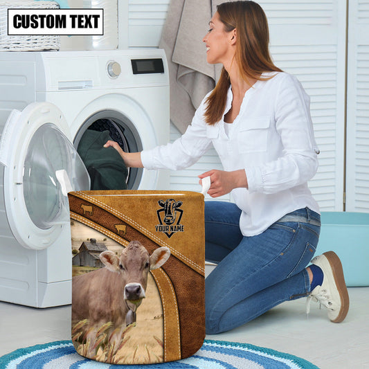 Uni Brown Swiss Cattle Brown Custom Name Basket