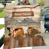 Uni Personalized Name Texas Longhorn Wooden Pattern Blanket