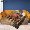 Uni Personalized Name Red Angus Leather Pattern Blanket