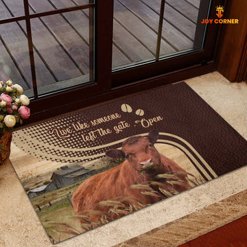 Uni Red Angus Live Like Someone Left The Gate Open Doormat