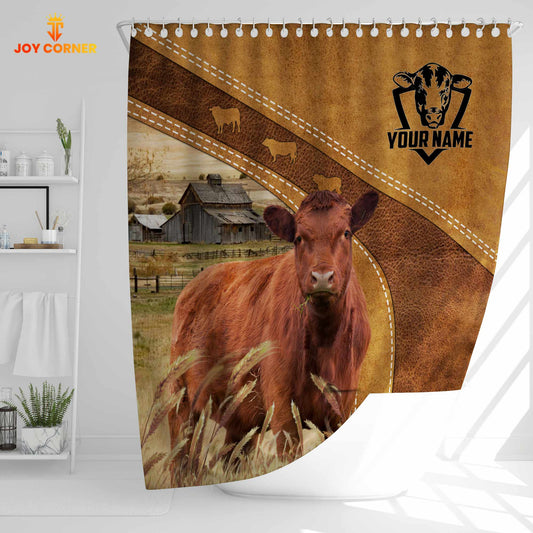 Uni Custom Name Red Angus Pattern Shower Curtain