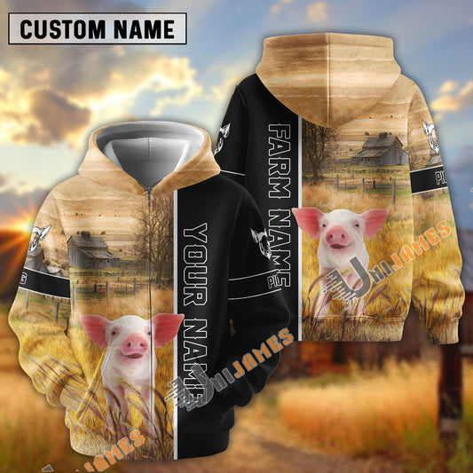 UniJames Half Black & Farm Pig Personalized Hoodie