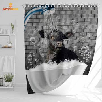 Uni Black Angus Brick Wall 3D Shower Curtain